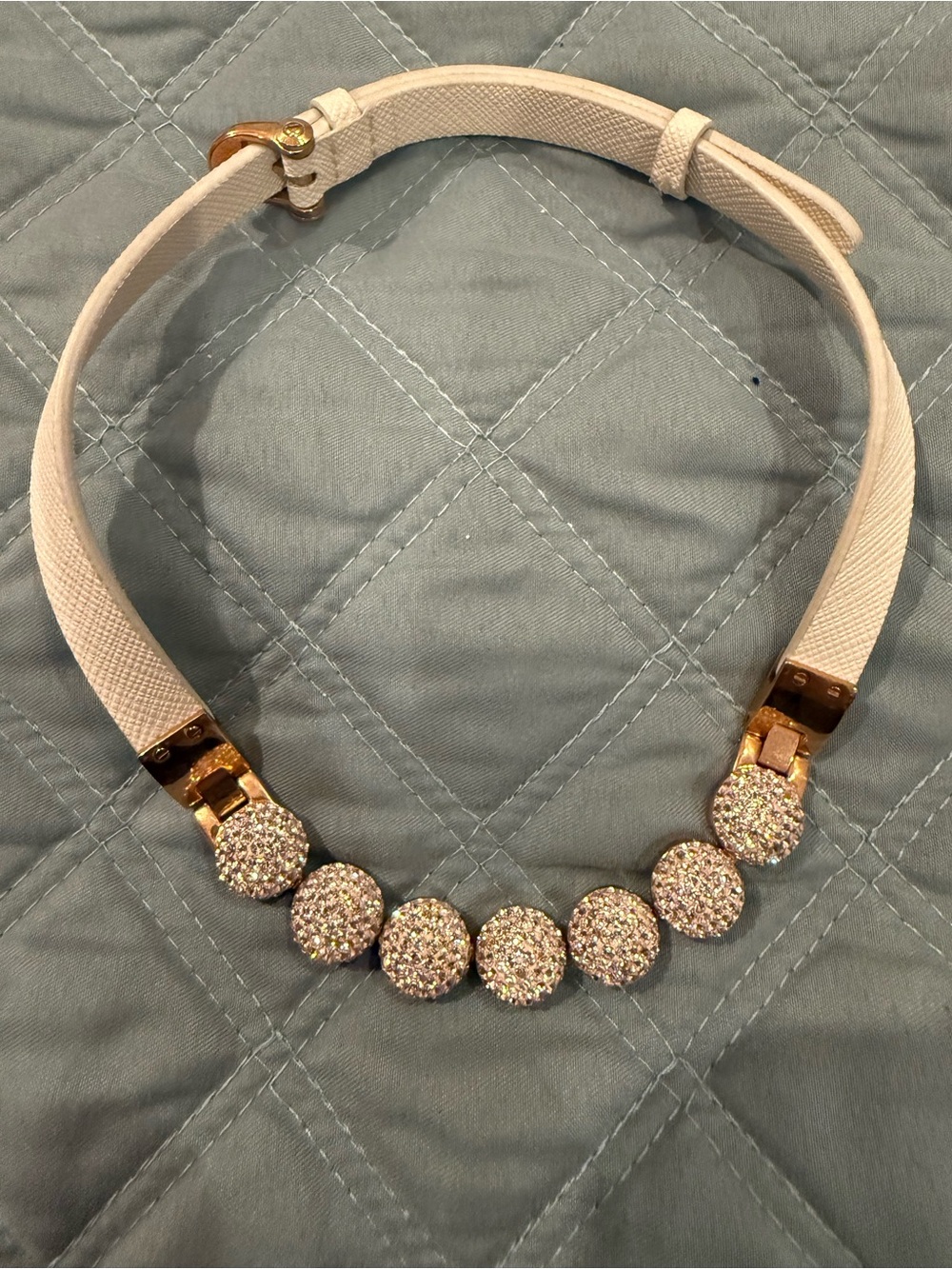 henri bendel White Crystal Ball Statement Choker with Gold Hardware
